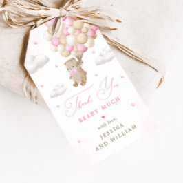 ピンクバルーン付きテディベア赤ちゃんシャワー ギフトタグ