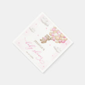 ピンクバルーン付きテディベア赤ちゃんシャワー スタンダードカクテルナプキン (角)