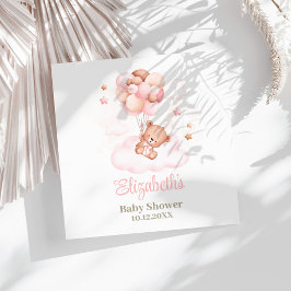 ピンクバルーン付きテディベア赤ちゃんシャワー スタンダードランチョンナプキン