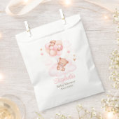 ピンクバルーン付きテディベア赤ちゃんシャワー フェイバーバッグ (クリップ留めされた状態)