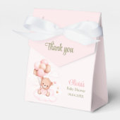 ピンクバルーン付きテディベア赤ちゃんシャワー フェイバーボックス (正面サイド)