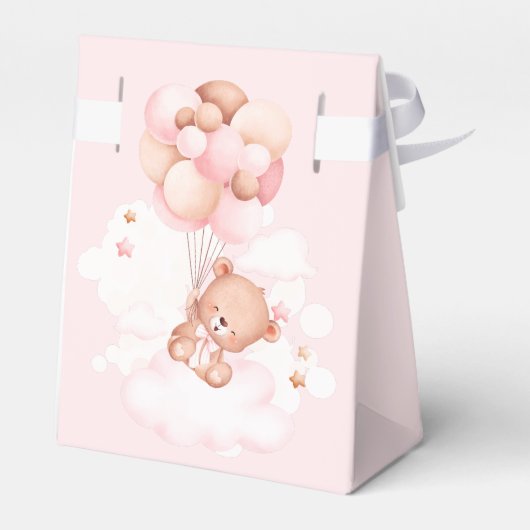 ピンクバルーン付きテディベア赤ちゃんシャワー フェイバーボックス (裏面サイド)