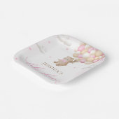 ピンクバルーン付きテディベア赤ちゃんシャワー ペーパープレート (傾斜あり)