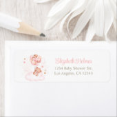 ピンクバルーン付きテディベア赤ちゃんシャワー ラベル (インサイチュ)