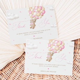 ピンクバルーン付きテディベア カード