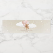 ピンクバルーン付きテディベア ペットボトルラベル (シングルラベル)