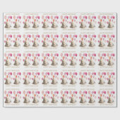 ピンクバルーン付きハリネズミハッピーバースデー ラッピングペーパー (フラット)