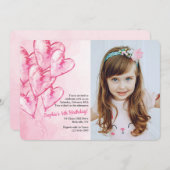 ピンクバルーン写真招待状 招待状 (正面/裏面)