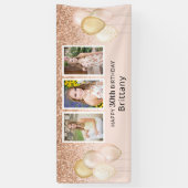 ピンクバルーン写真30グリッター誕生日バナー 横断幕 (縦)