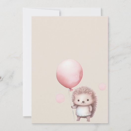 ピンクバルーン動物の赤ちゃんシャワー 招待状 (裏面)