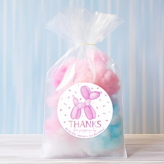 ピンクバルーン動物パーティーシール ラウンドシール