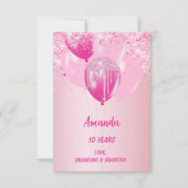 ピンクバルーン女の子ハッピーバースデー カード (正面)