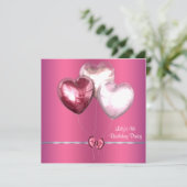 ピンクバルーン女の子4th誕生日パーティー 招待状 (スタンド正面)