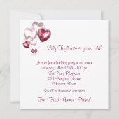 ピンクバルーン女の子4th誕生日パーティー 招待状 (裏面)