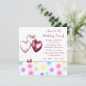 ピンクバルーン女の子7th誕生日パーティー 招待状 (スタンド正面)