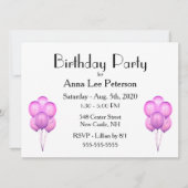 ピンクバルーン招待状 招待状 (正面)