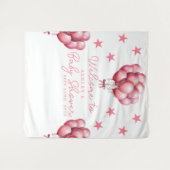 ピンクバルーン水彩少女ベビーシャワー背景 タペストリー (正面(横))