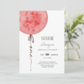 ピンクバルーン水彩誕生日パーティー 招待状 (スタンド正面)