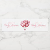 ピンクバルーン水色ガールベビーシャワー ペットボトルラベル (シングルラベル)