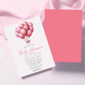 ピンクバルーン水色ガールベビーシャワー 招待状