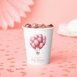 ピンクバルーン水色ガールベビーシャワー 紙コップ