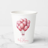 ピンクバルーン水色ガールベビーシャワー 紙コップ (正面)