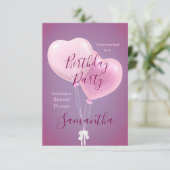 ピンクバルーン特別な人の誕生日パーティー 招待状 (スタンド正面)