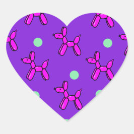 ピンクバルーン犬ステッカー ハートシール