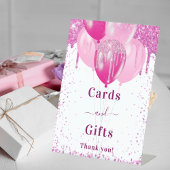 ピンクバルーン白いゲストパーティーカードギフト 台座サイン