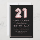 ピンクバルーン第21期誕生日フレームミニマリスト 招待状 (正面)