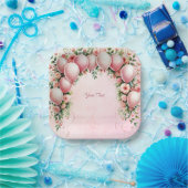 ピンクバルーン紙プレート ペーパープレート (パーティー)