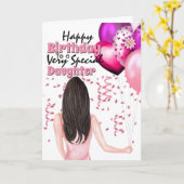 ピンクバルーン紙吹雪パーティー カード (黄色い花)