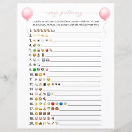 ピンクバルーン絵文字の絵本ベビーシャワーゲーム