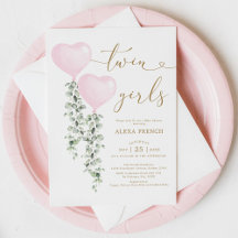 ピンクバルーン緑ツインガールズスウィートアートベビー