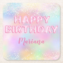 ピンクバルーン虹色の誕生日パーティー