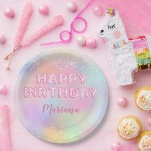 ピンクバルーン虹色の誕生日パーティー
