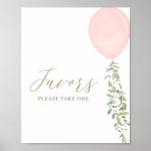 ピンクバルーン誕生日の好意サイン ポスター (正面)