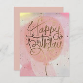 ピンクバルーン誕生日カード (正面/裏面)