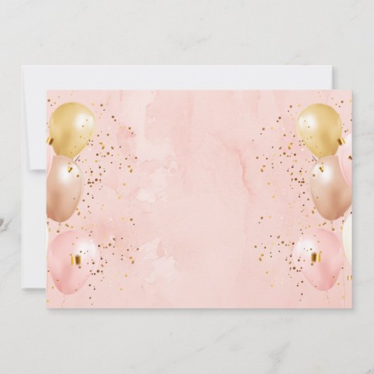 ピンクバルーン誕生日パーティーへの招待 招待状 (裏面)