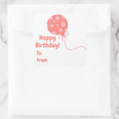 ピンクバルーン誕生日 スクエアシール (バッグ)