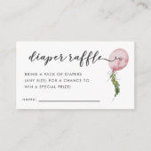 ピンクバルーン赤ちゃんシャワーおむつラッフルチケット エンクロージャーカード (正面)