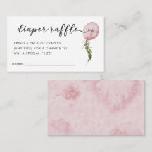 ピンクバルーン赤ちゃんシャワーおむつラッフルチケット