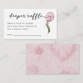 ピンクバルーン赤ちゃんシャワーおむつラッフルチケット エンクロージャーカード