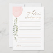 ピンクバルーン赤ちゃんシャワーアドバイスカード 招待状 (正面)