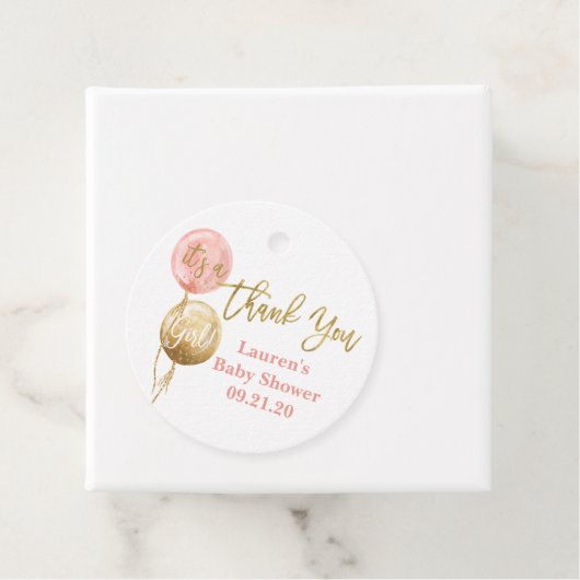 ピンクバルーン赤ちゃんシャワーガール フェイバータグ (インサイチュ)