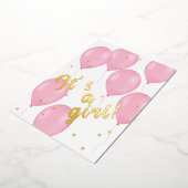 ピンクバルーン赤ちゃんシャワーフォイル招待状 箔招待状 (回転した状態)