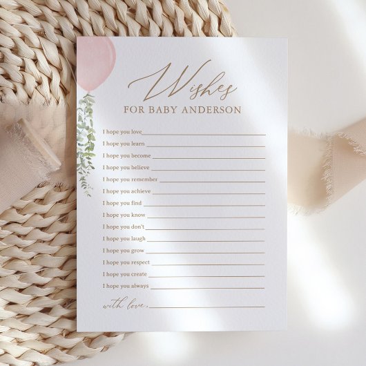 ピンクバルーン赤ちゃんシャワーベビー 招待状