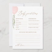 ピンクバルーン赤ちゃんシャワー予測とアドバイス 招待状 (正面)