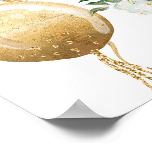 ピンクバルーン赤ちゃんシャワー女の子ウェルカムサイン ポスター (角)