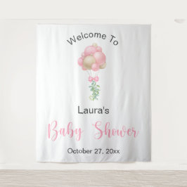 ピンクバルーン赤ちゃんシャワー タペストリー